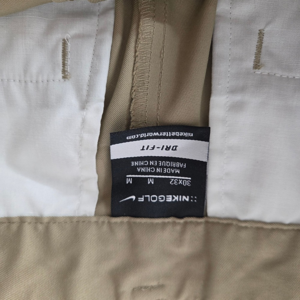 Nike Golf Dri-FIT Mens Khaki Flat Front Chino Pants Trousers 34x32 Tan - Picture 3 of 7